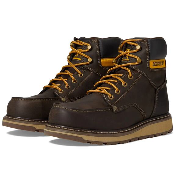 Caterpillar Mens Calibrate Work Boots 9.5 Brown Leather Steel Toe EH SR NIB - Picture 1 of 14